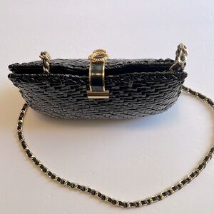 Straw Woven Bag, Vintage- Black